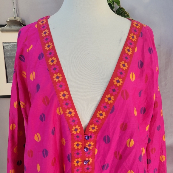 Gudrun Sjoden Dorotea Cotton/Silk Button Front Print Jacket XL - Picture 3 of 14